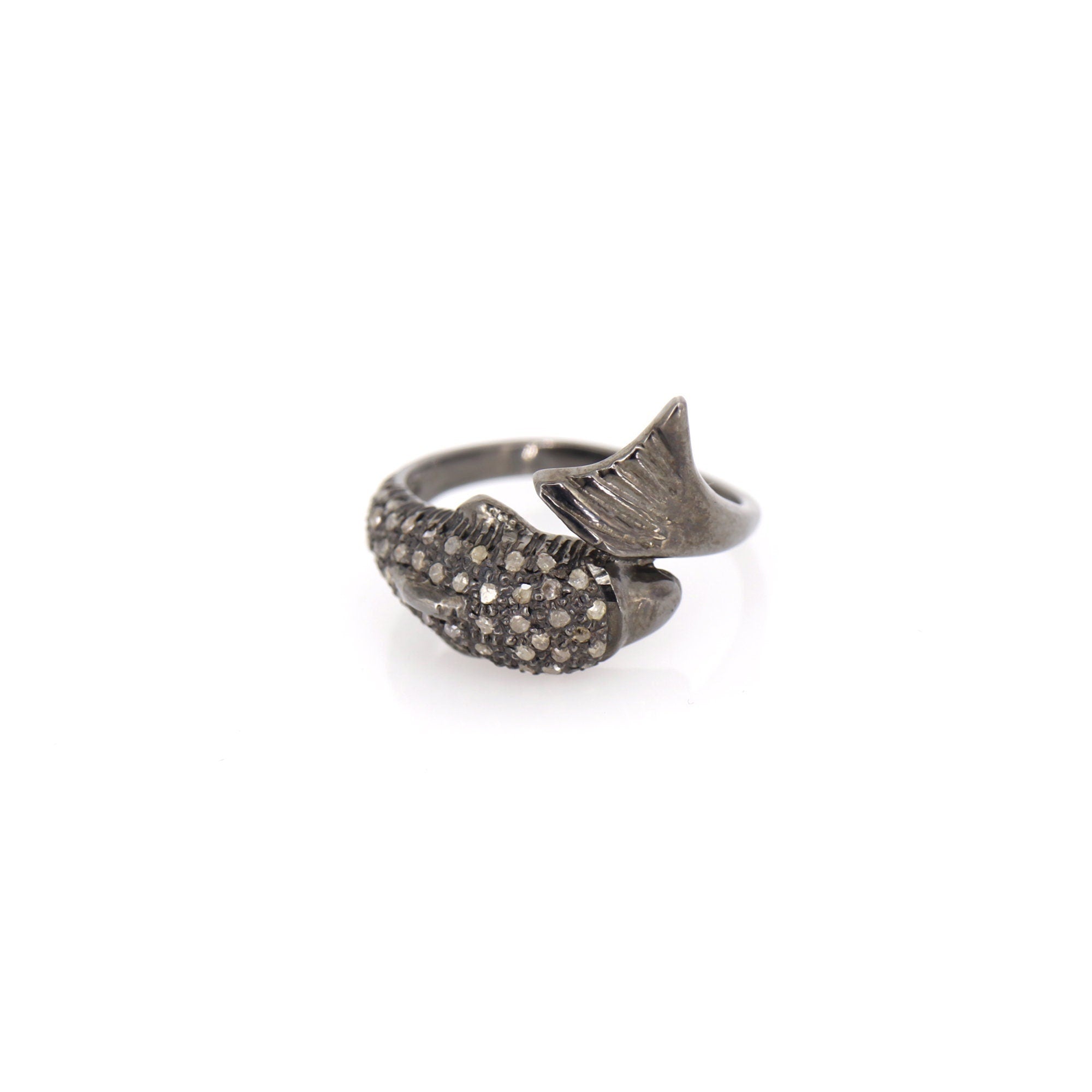Pave Dolphin Ring Silver