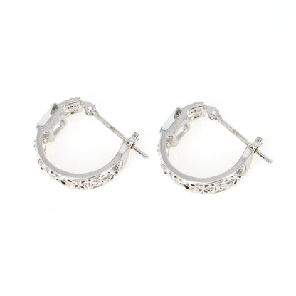 White Hoop Earring 18K Gold