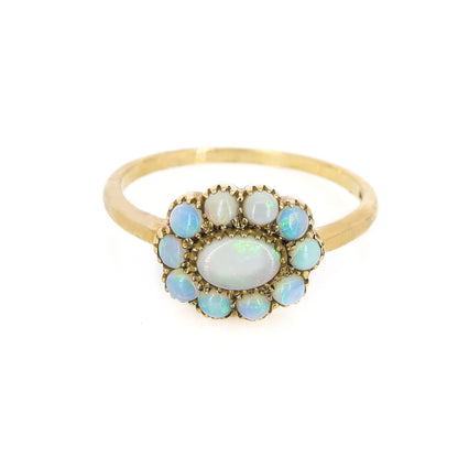 Flower Style Opal Band Ethiopian Opal Ring Gold