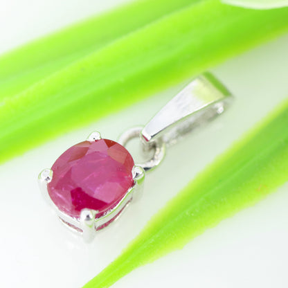 Vintage Sterling Ruby Pendant Silver