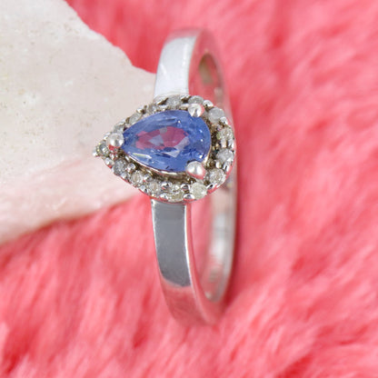 Pear Cut Gemstone Ring Silver