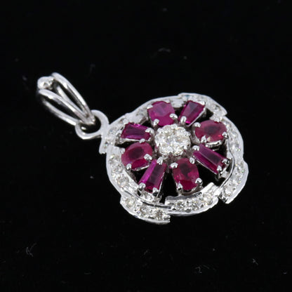 Handmade White Ruby Flower Pendant 18K Gold