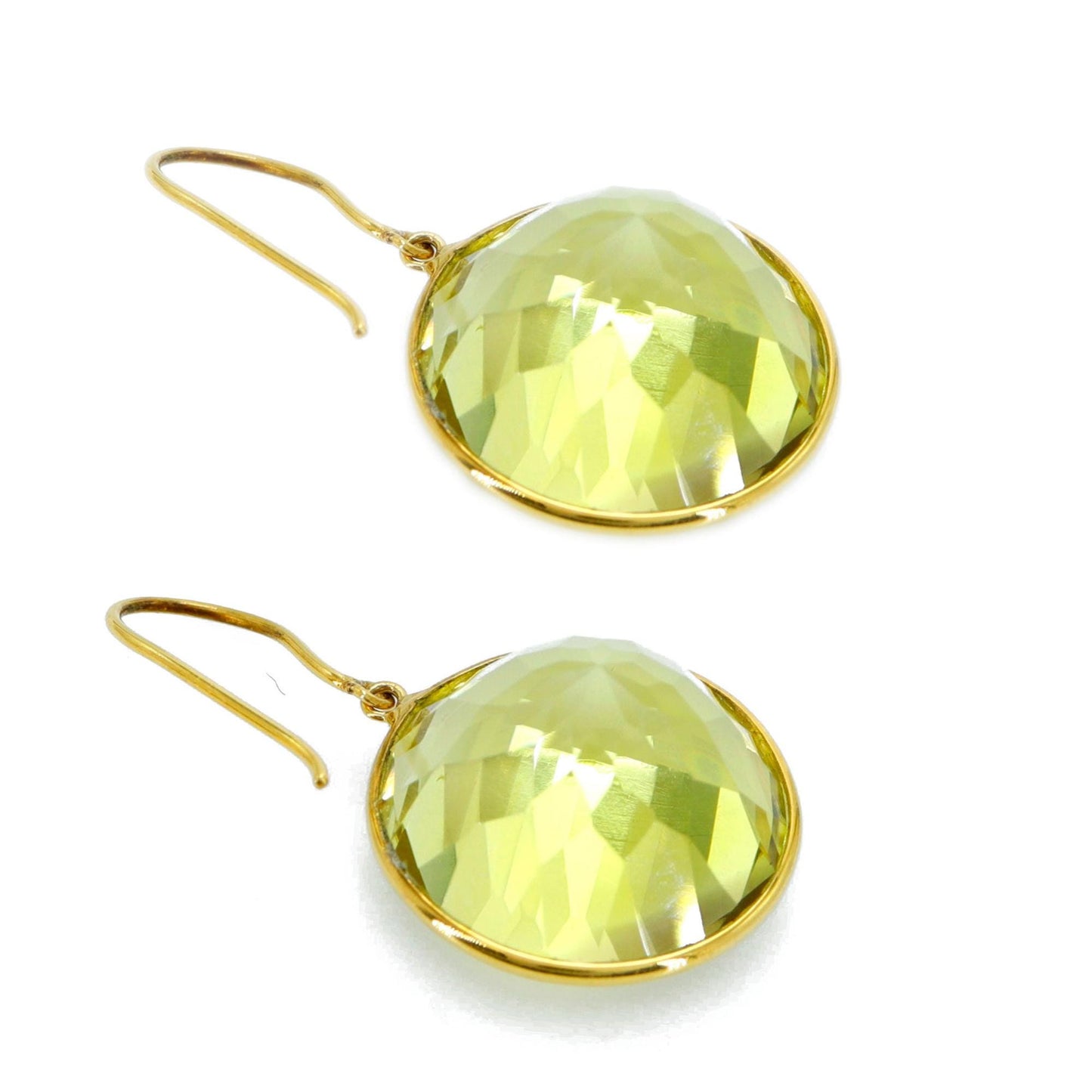 Yellow Handmade Lemon Topaz Hanging Earring 18K Gold