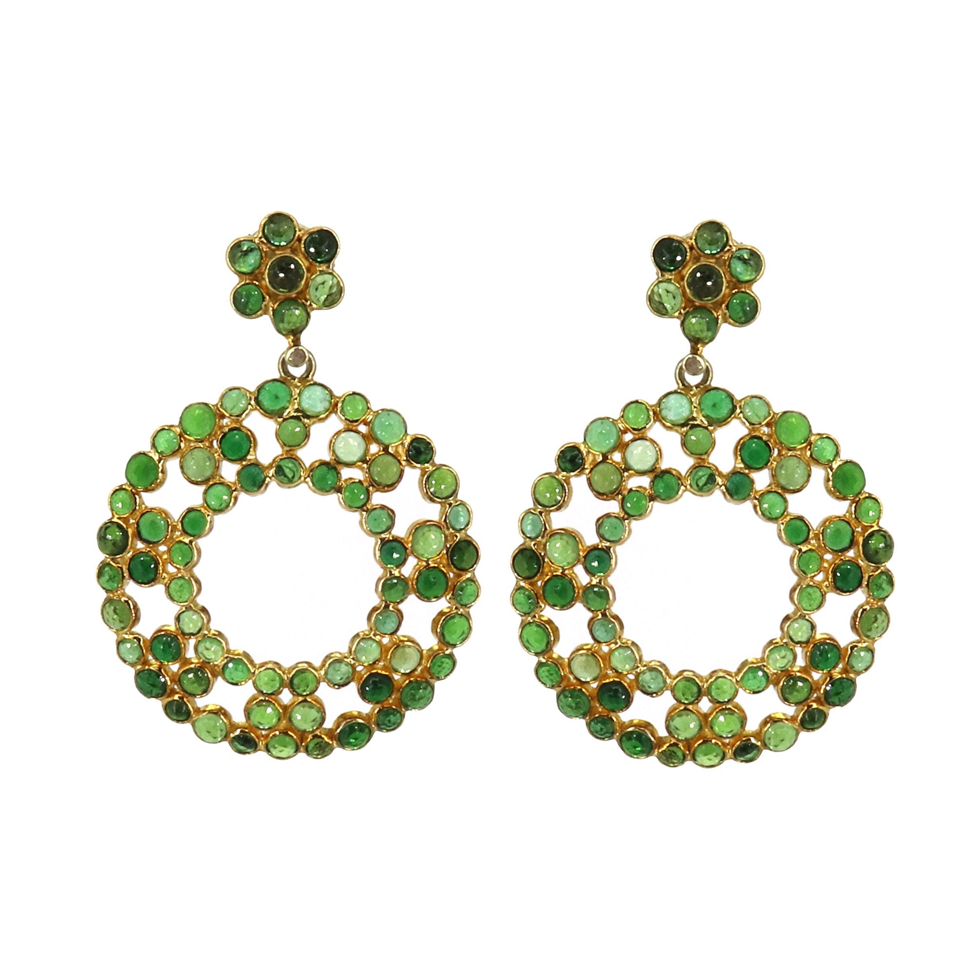Victorian Stylish Chrome Diopside Gemstone Earring