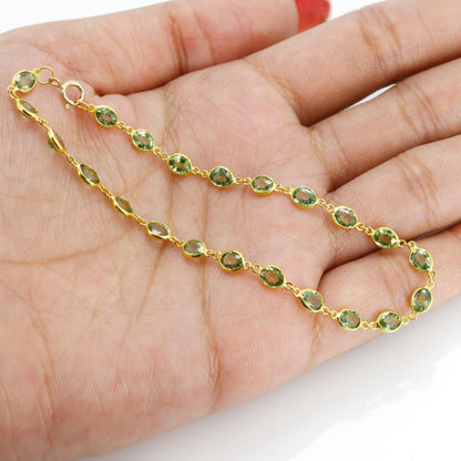 Rare Green Sapphire Bracelet 14K Gold