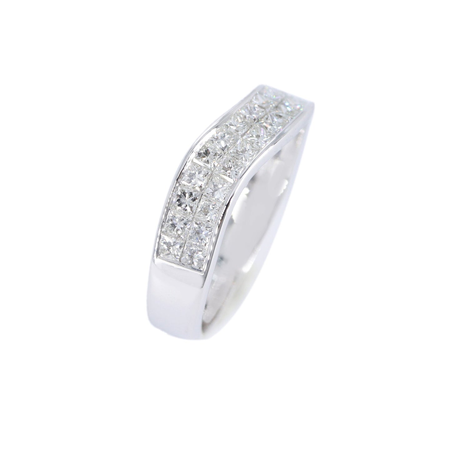 White Princess Cut Ring 14K Gold