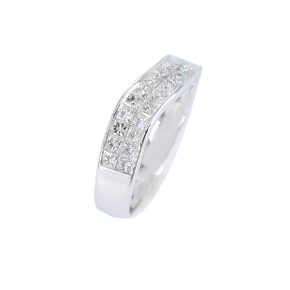 White Princess Cut Ring 14K Gold
