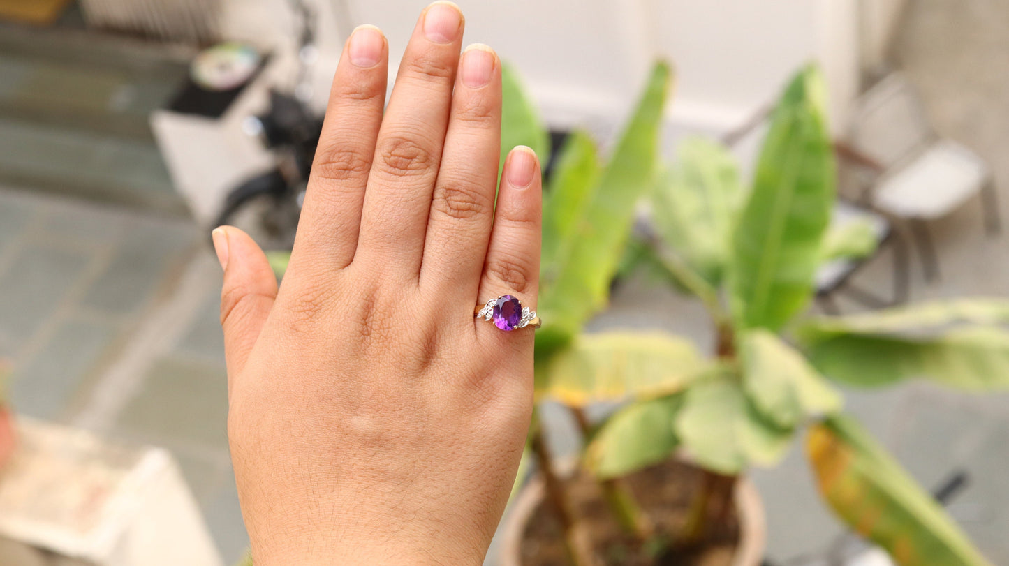 High Quality Amethyst Ring 14K Gold