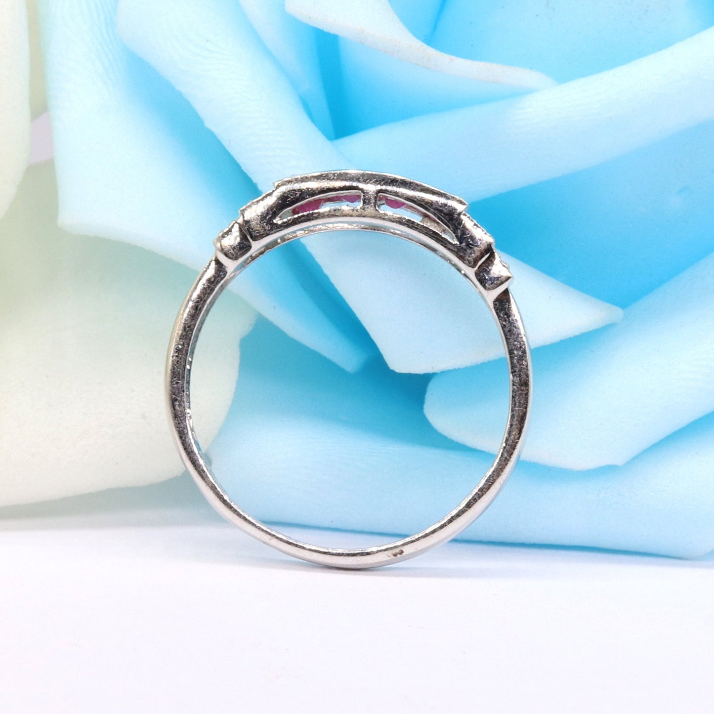 Classic Half Eternity Band Ruby 925 Sterling Ring Silver