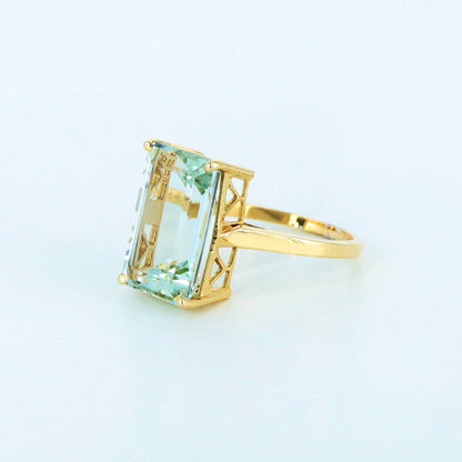 Yellow Aquamarine Ring 14K Gold