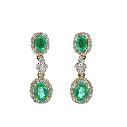 Yellow Oval Cut Emerald Earring 18K Gold