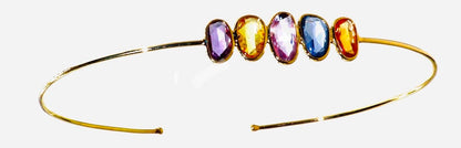 Beautiful Flexible Bangle Multi Sapphire Fine Jewelery Open Cuff Bangle Anniversary Multi Sapphire Rose Cut 18K Gold