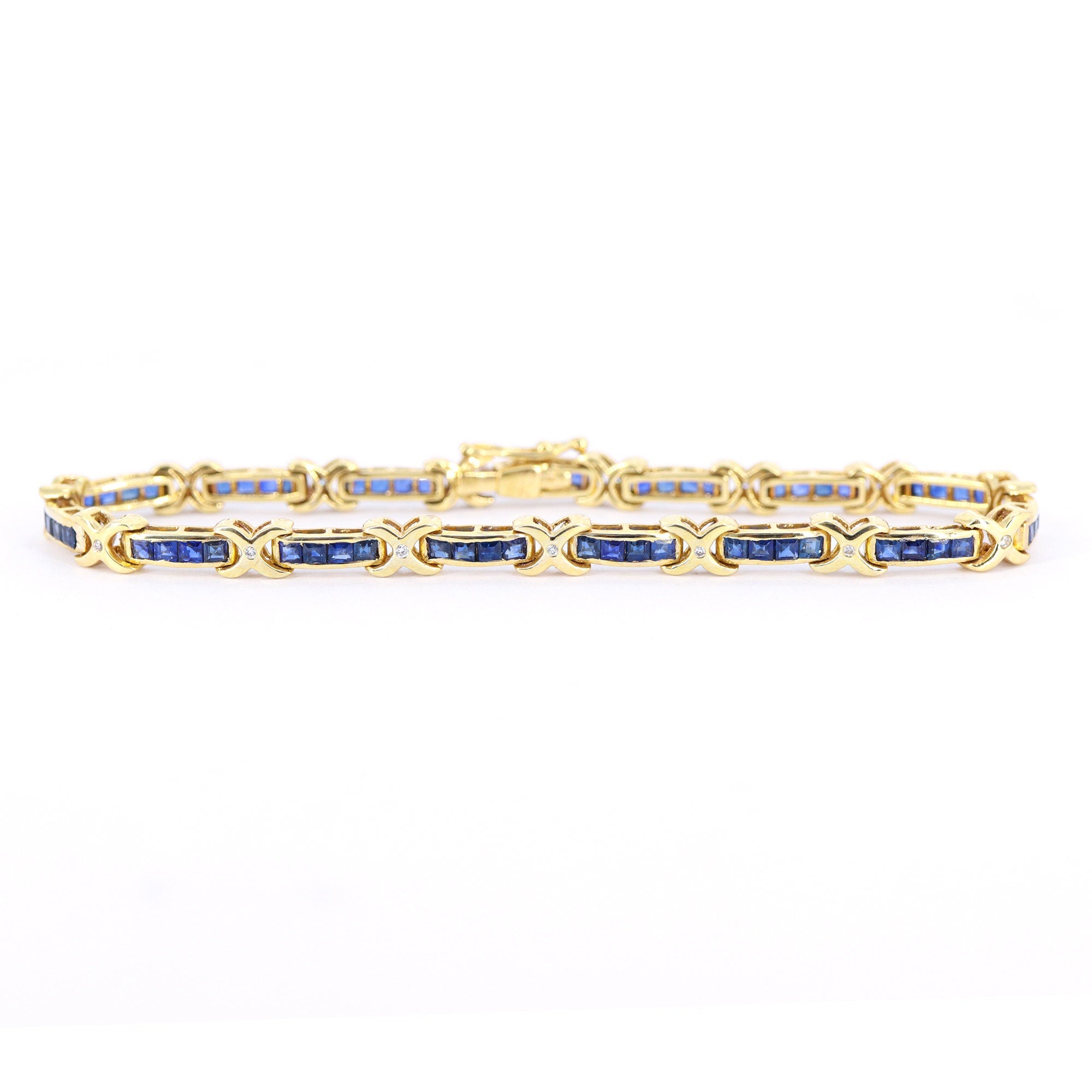 Yellow Blue Sapphire & Bracelet 14K Gold