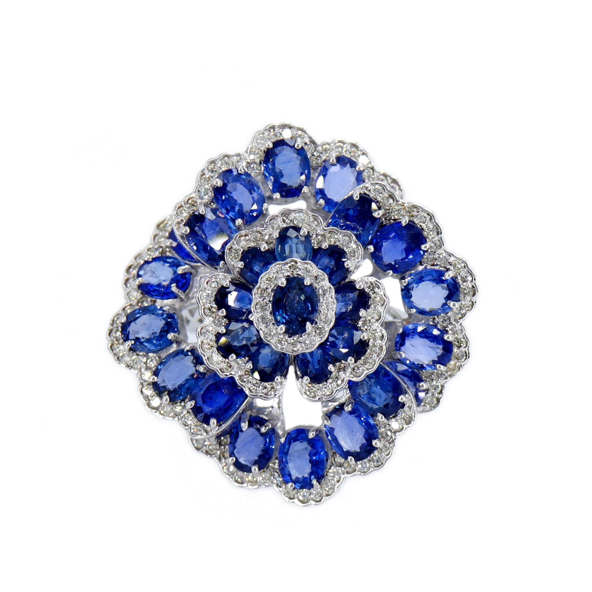 Statement Blue Sapphire Ring 14K Gold