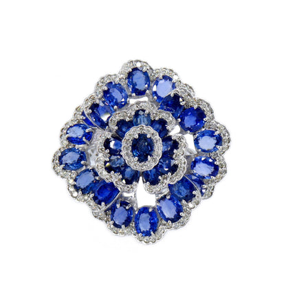 Statement Blue Sapphire Ring 14K Gold
