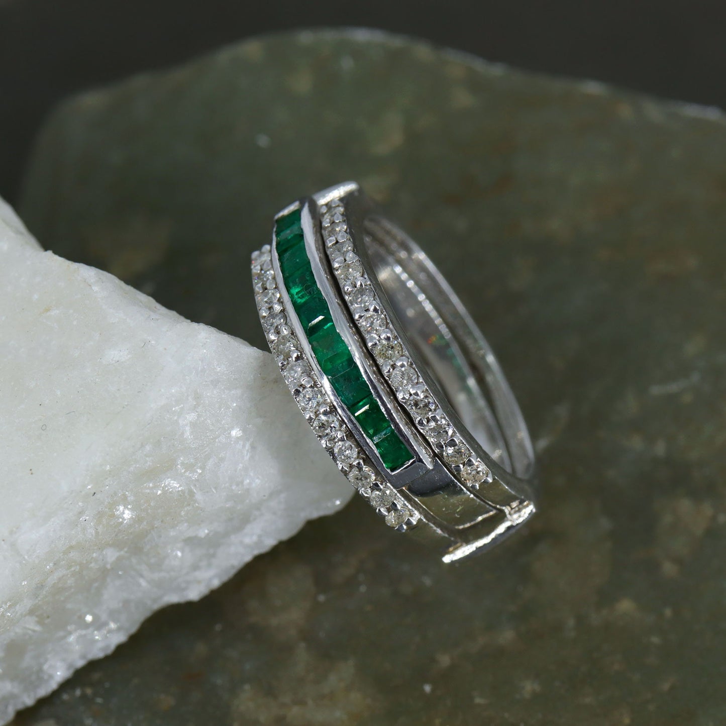 Magical Band Band Half Eternity Band Ruby Blue Sapphire Emerald Stone Ring Silver