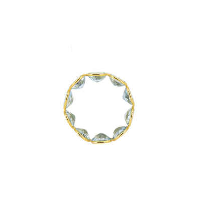 Aquamarine Stone Full Eternity Bezel Wedding Band Yellow Stackable Band Matching Band / Him 18K Gold