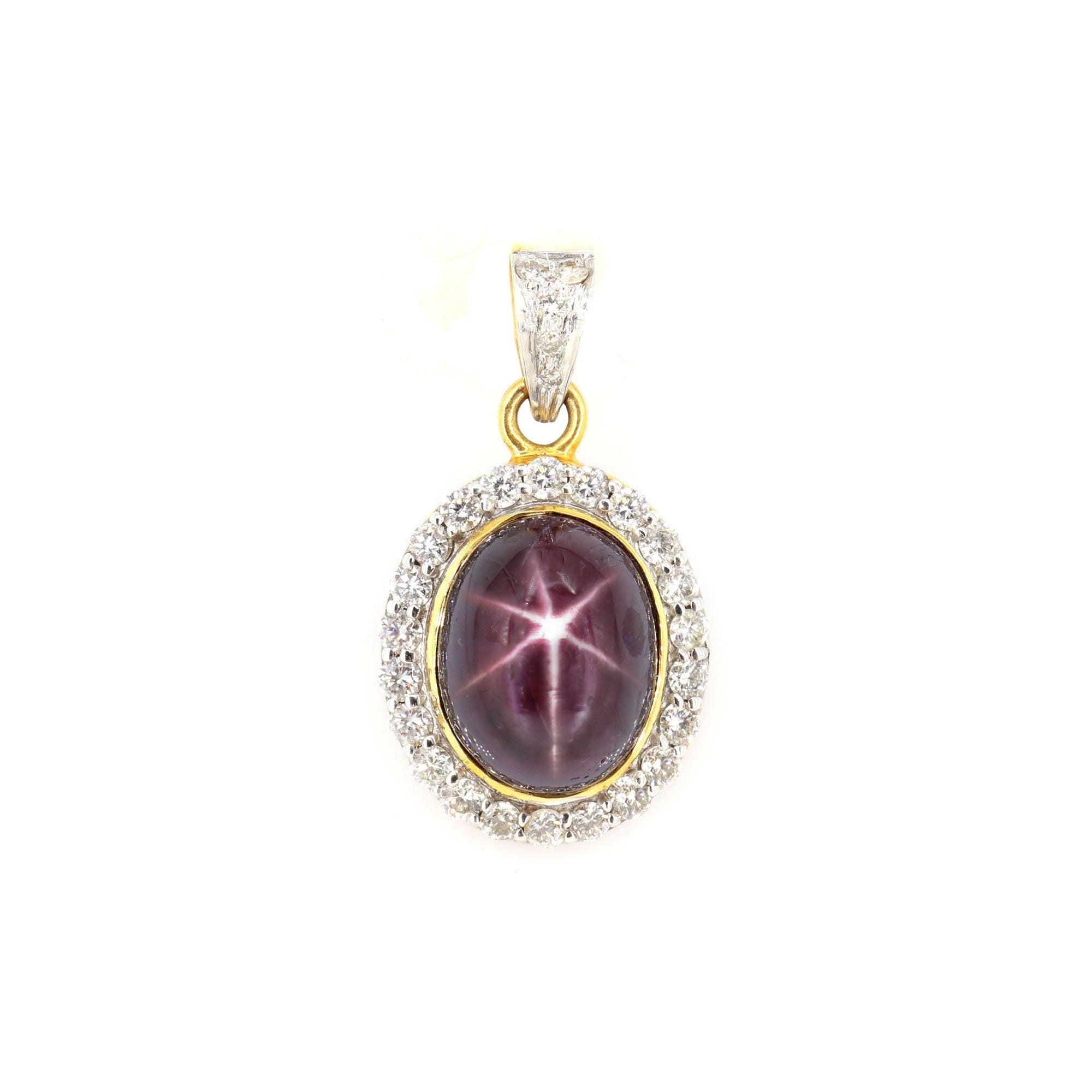Yellow Vintage Design Ruby Star Pendant 14K Gold