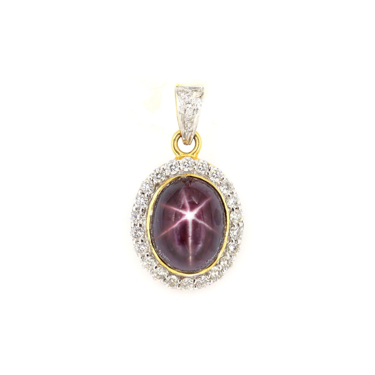 Yellow Vintage Design Ruby Star Pendant 14K Gold