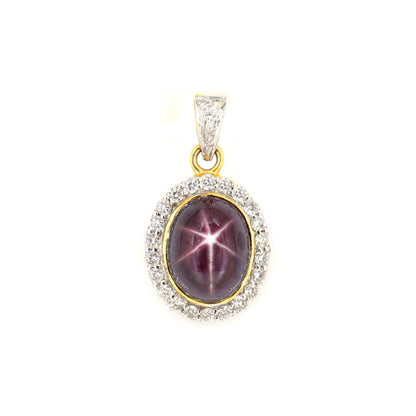 Yellow Vintage Design Ruby Star Pendant 14K Gold