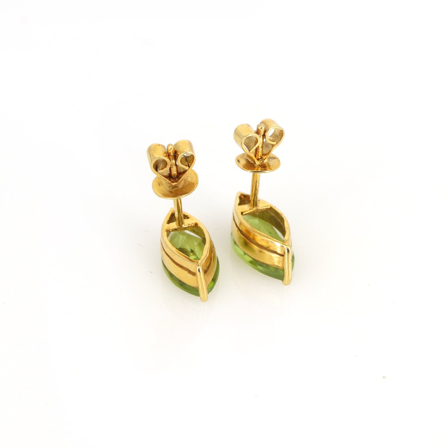 Marquise Cut Green Peridot Gemstone Studs Yellow Peridot Earring 18K Gold