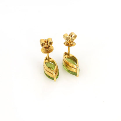 Marquise Cut Green Peridot Gemstone Studs Yellow Peridot Earring 18K Gold