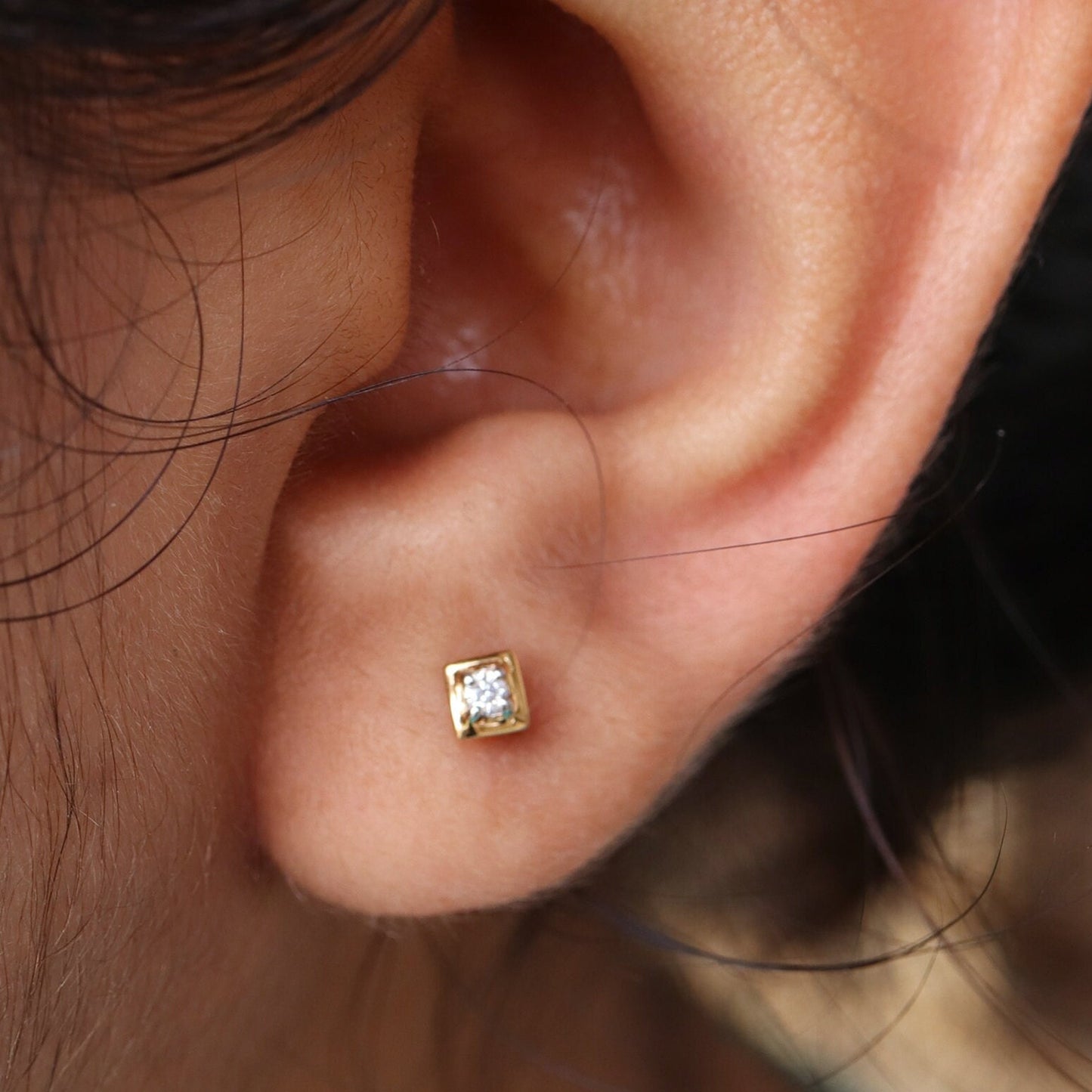 0.09 Studs Yellow Studs Real Earring 14K Gold