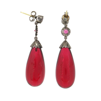 Red Glass Teardrop Earring