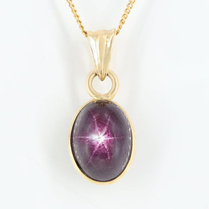 Star Ruby Pendant 14K Gold