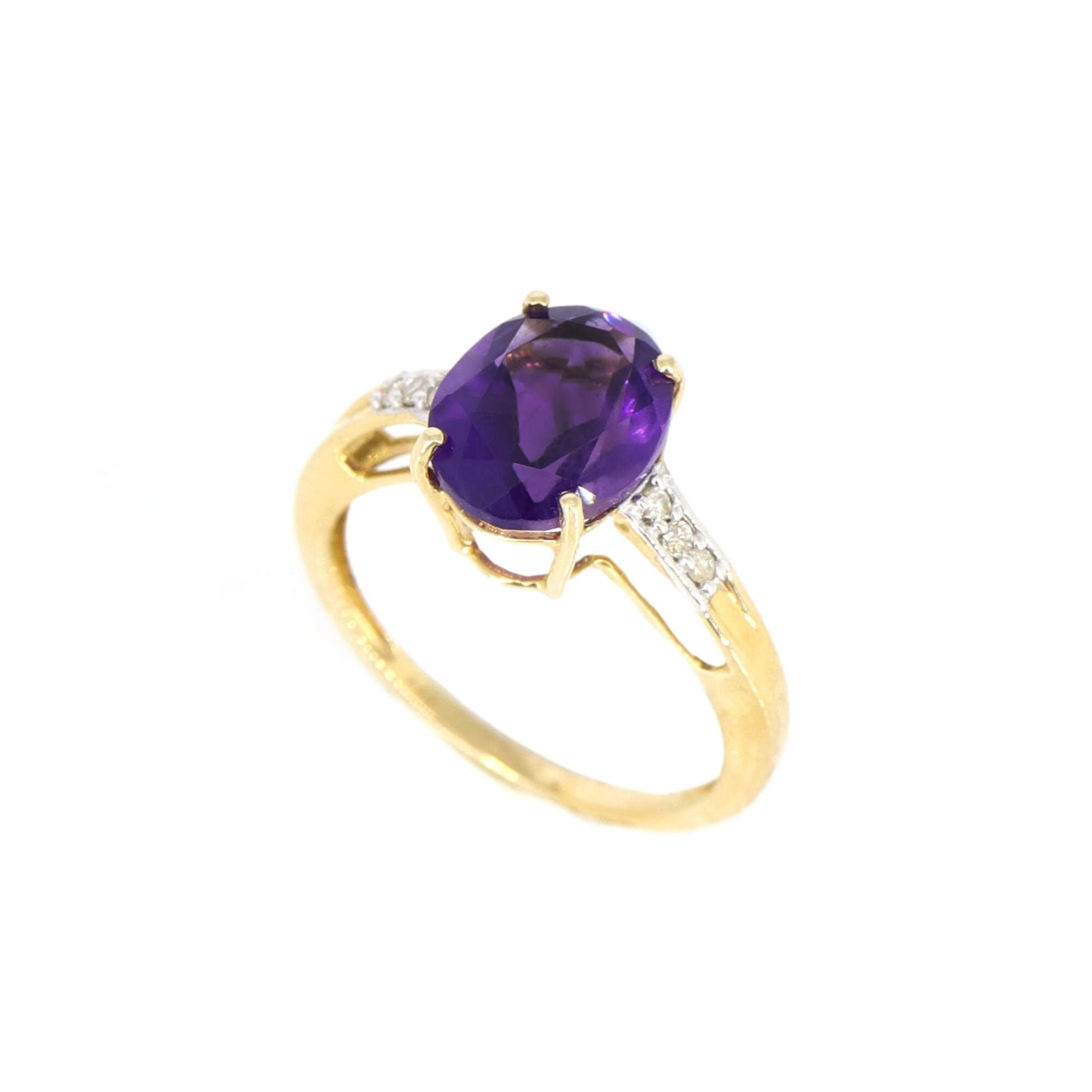 Yellow Genuine Amethyst Ring 14K Gold