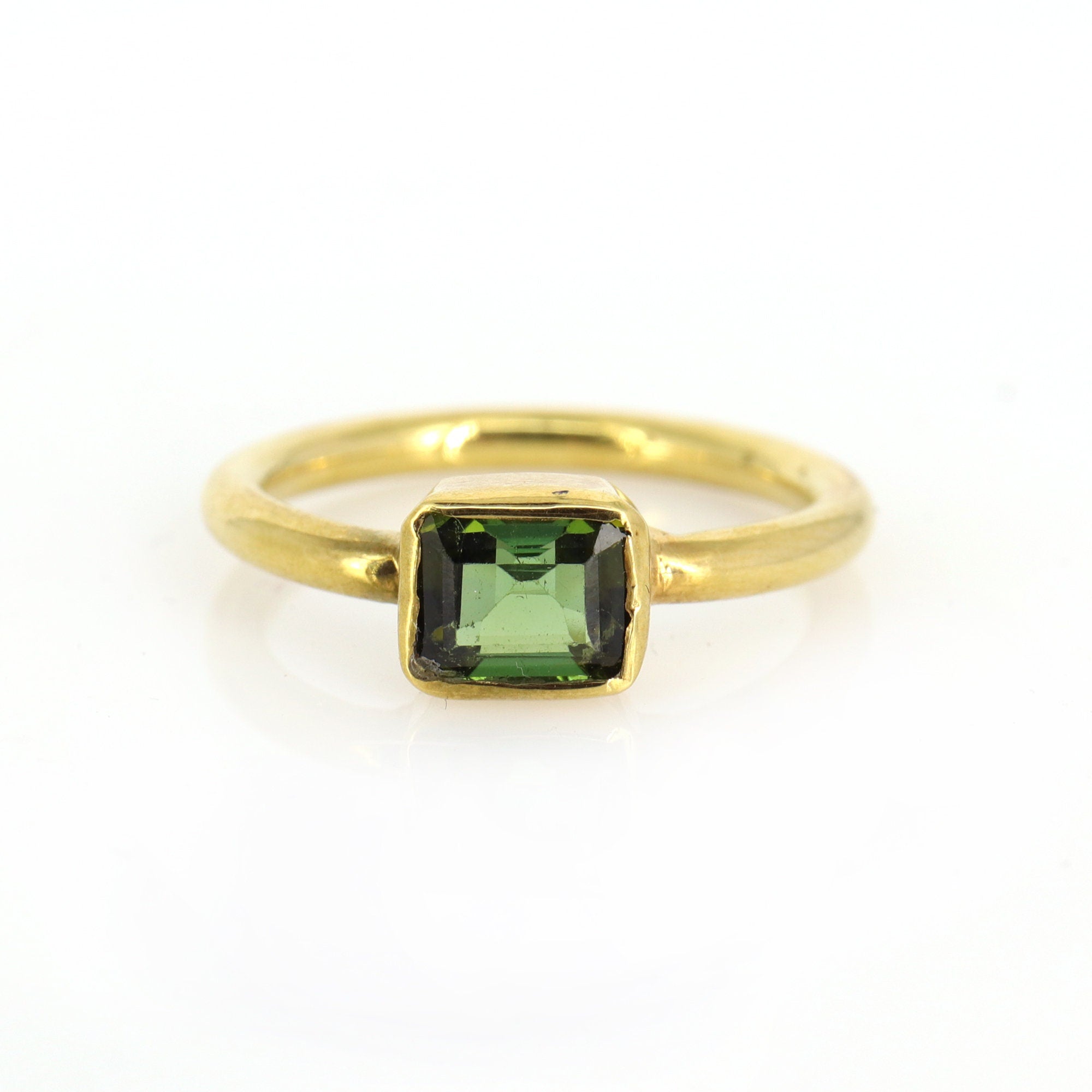 1.18 Green Tourmaline Ring 18K Gold