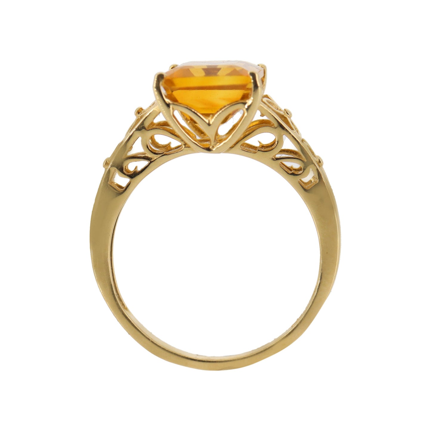 Yellow Filigree Citrine Ring 14K Gold
