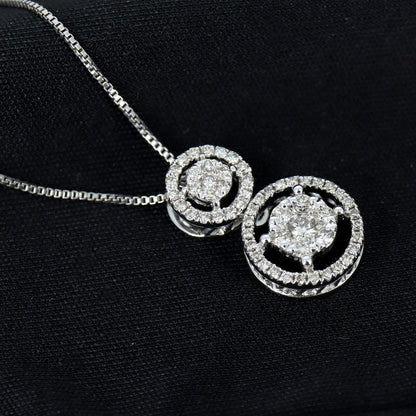 18Kt White Round Halo Pendant Gold