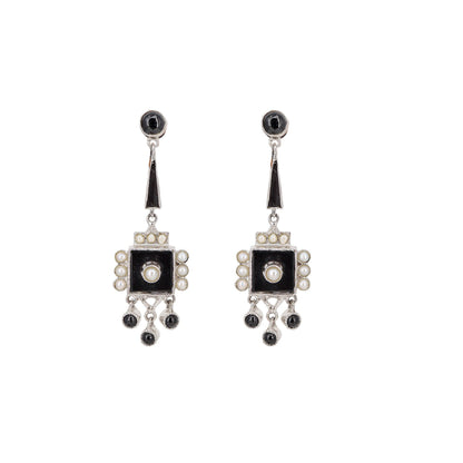 Black Onyx Pearl Earring Gold