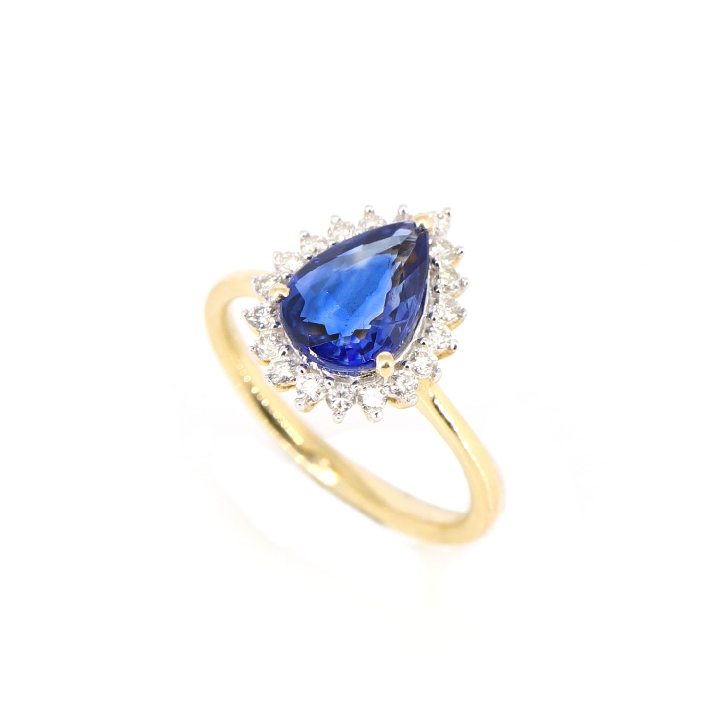Yellow Blue Sapphire Engagement Ring 14K Gold