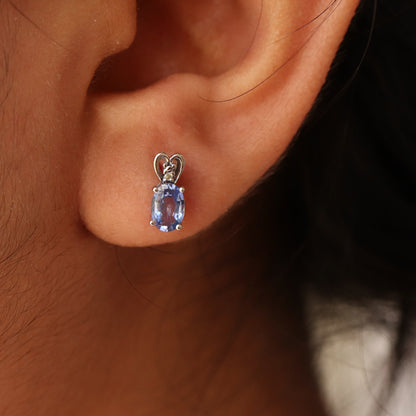 White Blue Sapphire Earring 14K Gold