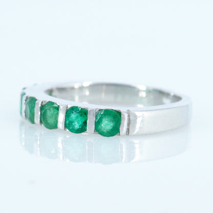 Eternity Emerald Band Ring Silver