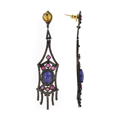 Tanzanite & Pink Tourmaline Earring