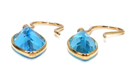 Yellow Handmade Blue Topaz Earring 18K Gold