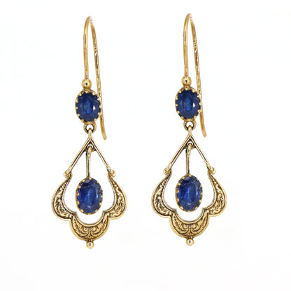Dangling Blue Sapphire Earring Gold