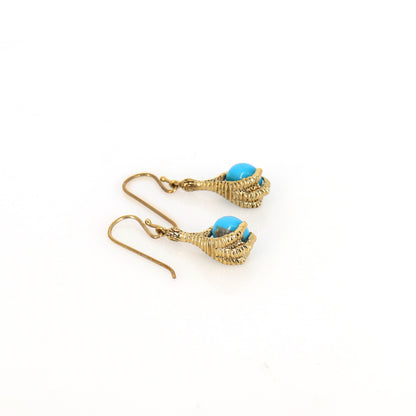 Eagle Talon Design Dangles On 9K Yellow Ear Wires Earring Gold