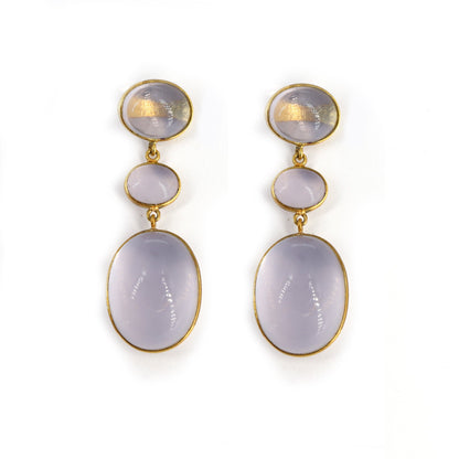 Rose Quartz Stone Earring 18K Gold