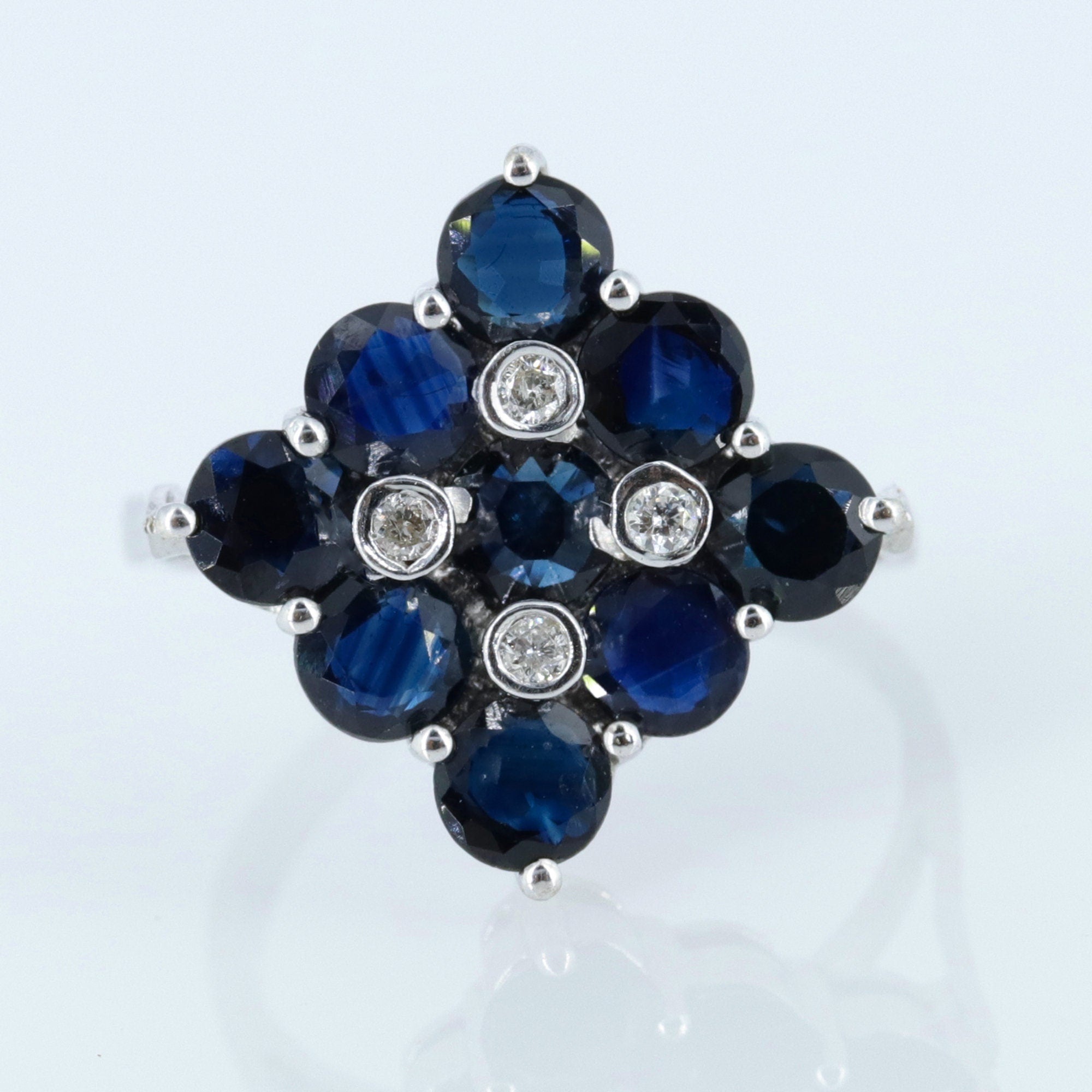 Statement Blue Sapphire Ring Silver