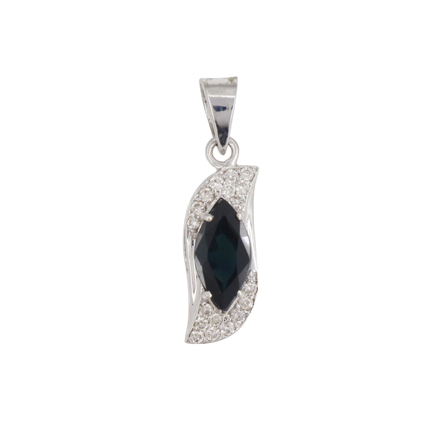 Marquise Cut Stone Wedding Blue Sapphire Pendant 18K Gold