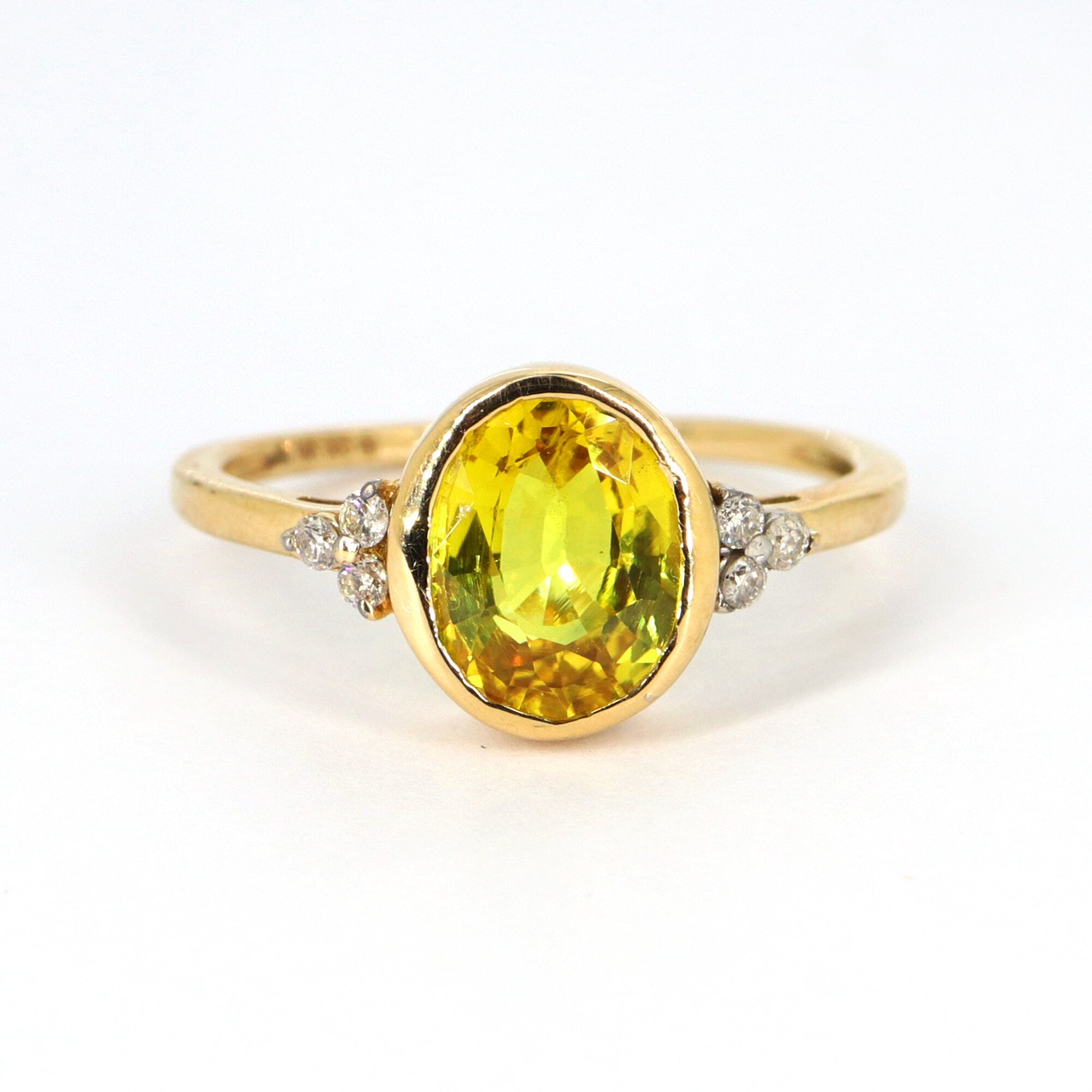 Oval Cut Yellow Sapphire & Ring 14K Gold