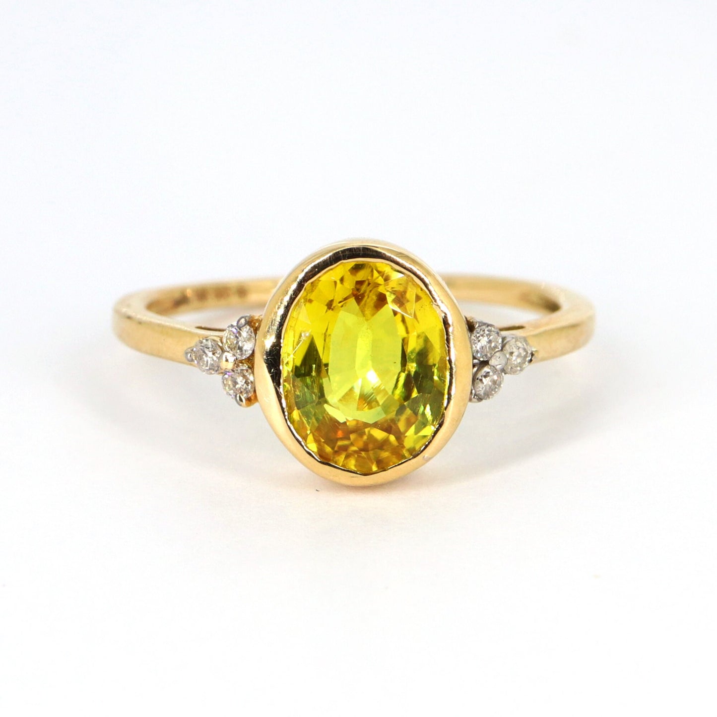 Oval Cut Yellow Sapphire & Ring 14K Gold