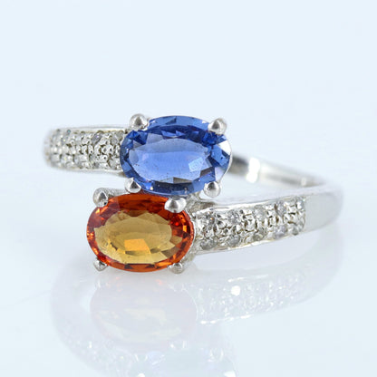 Oval Cut Multi Sapphire & Ring Silver
