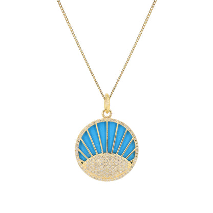 Coin Medallion Evil Eye Pendant Gold