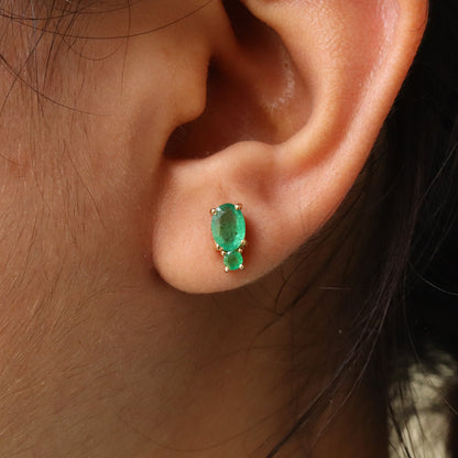 Real Studs May Emerald Stud Minimalist Earring 14K Gold