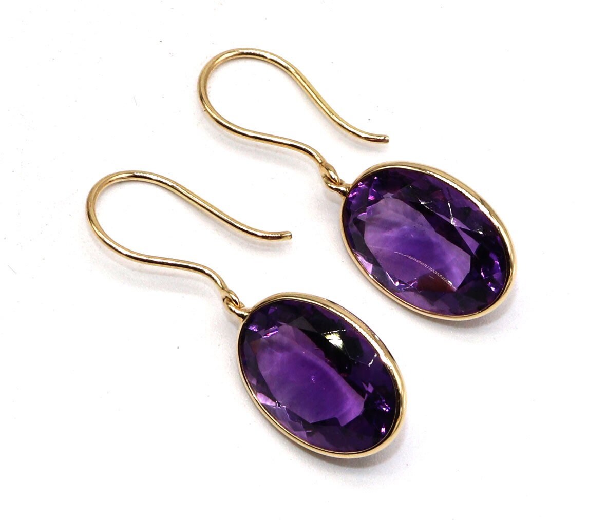 Yellow Handmade Amethyst Hanging Earring 18K Gold